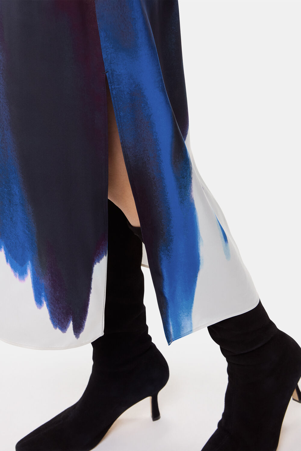 Ice Dye Print Midi Skirt