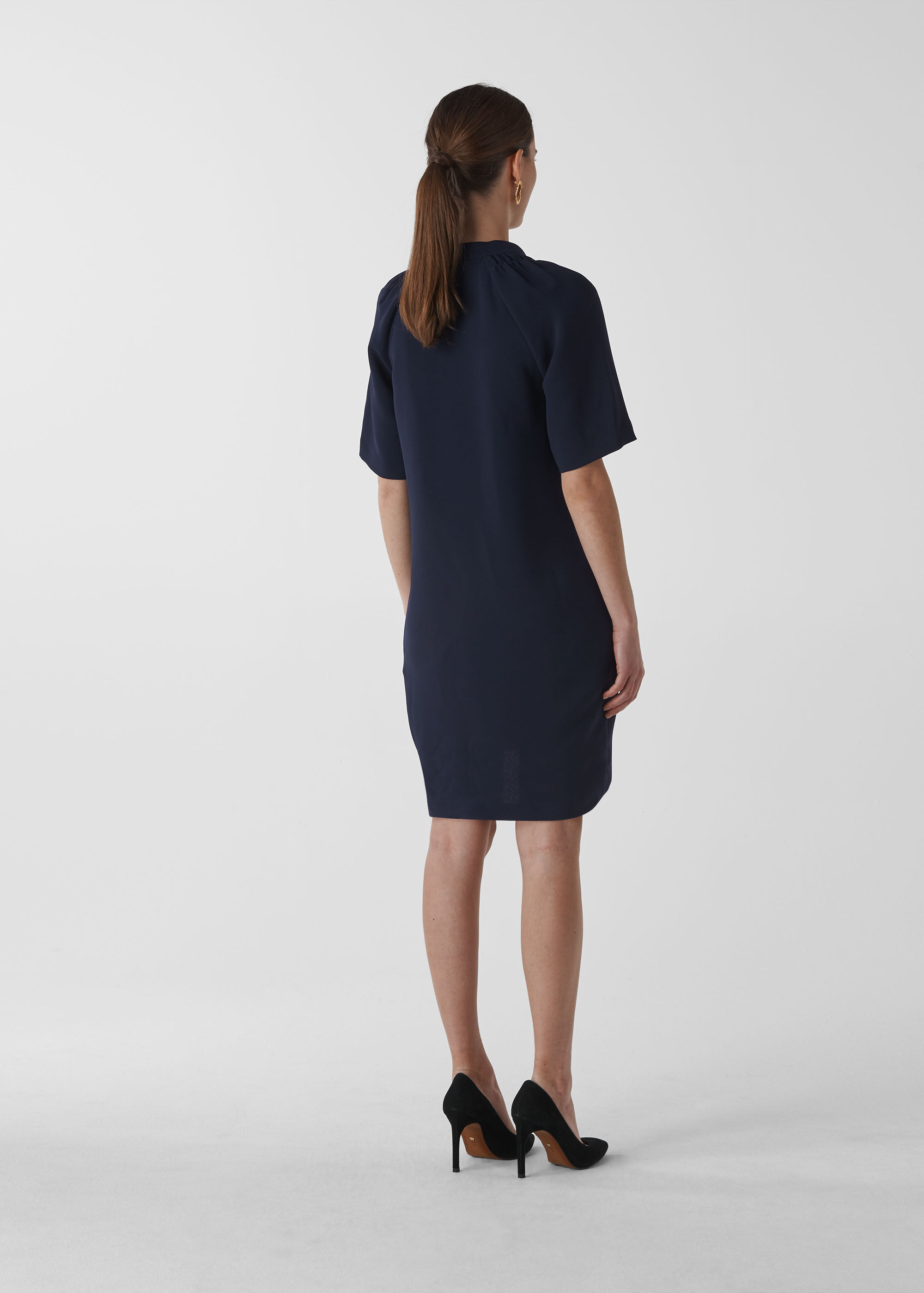 Navy crepe dress on sale