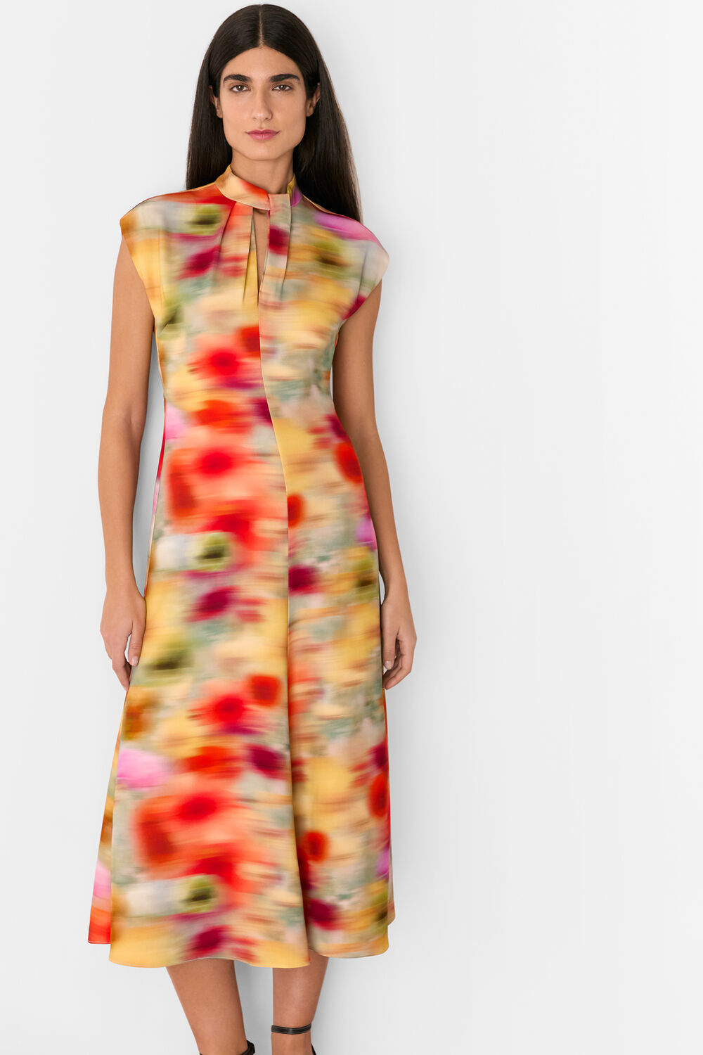 Photographic Flower Midi Dress