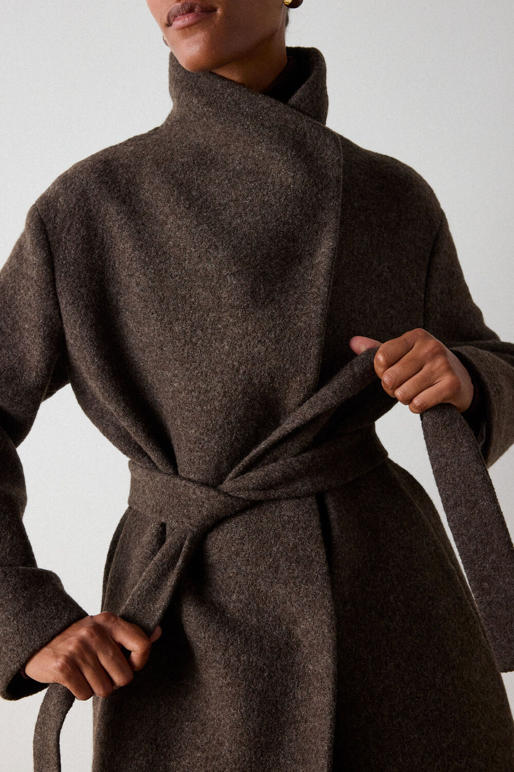 Petite Morgana Wool Funnel Wrap Coat