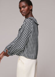Gingham Collar Detail Top