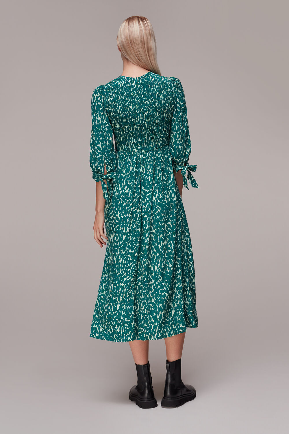 Sahara Cat Shirred Midi Dress