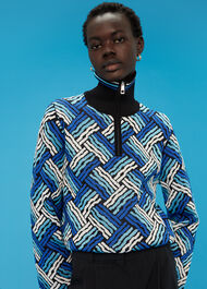 Jacquard Zip Neck Knit