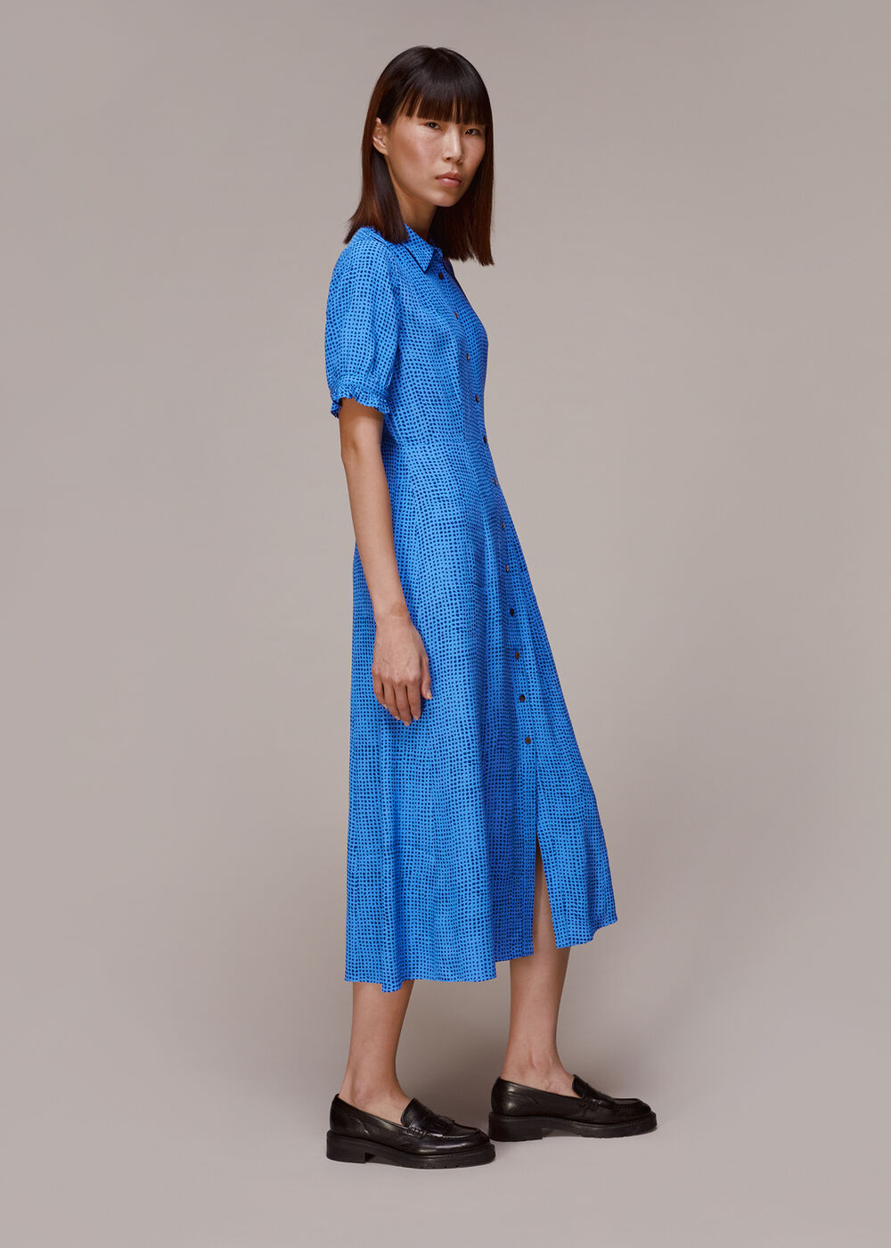 Peri Spotted Check Shirt Dress
