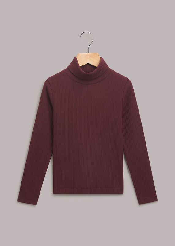 Aubergine Ribbed High Neck