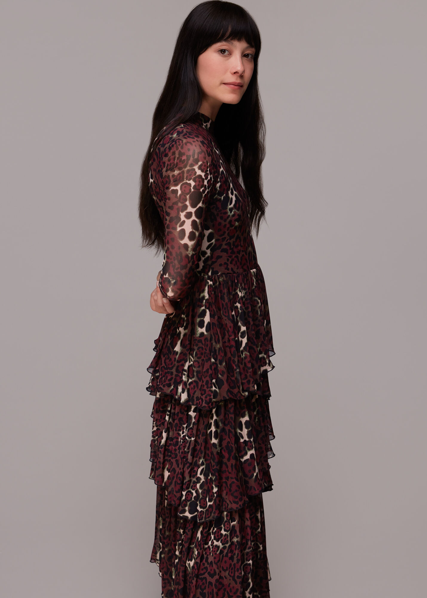 Black Cat Tiered Gathered Dress main image 0