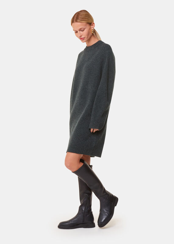 Grey Ava Round Neck Sweater Dress