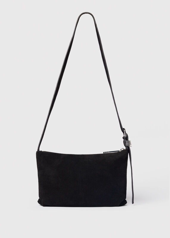 Black Ring Detail Suede Bag