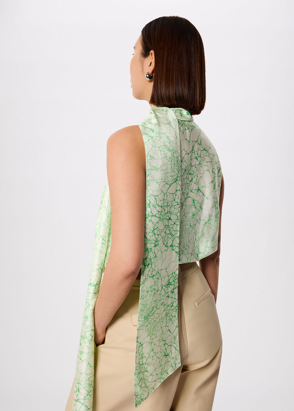 Printed Silk Scarf Vest Top