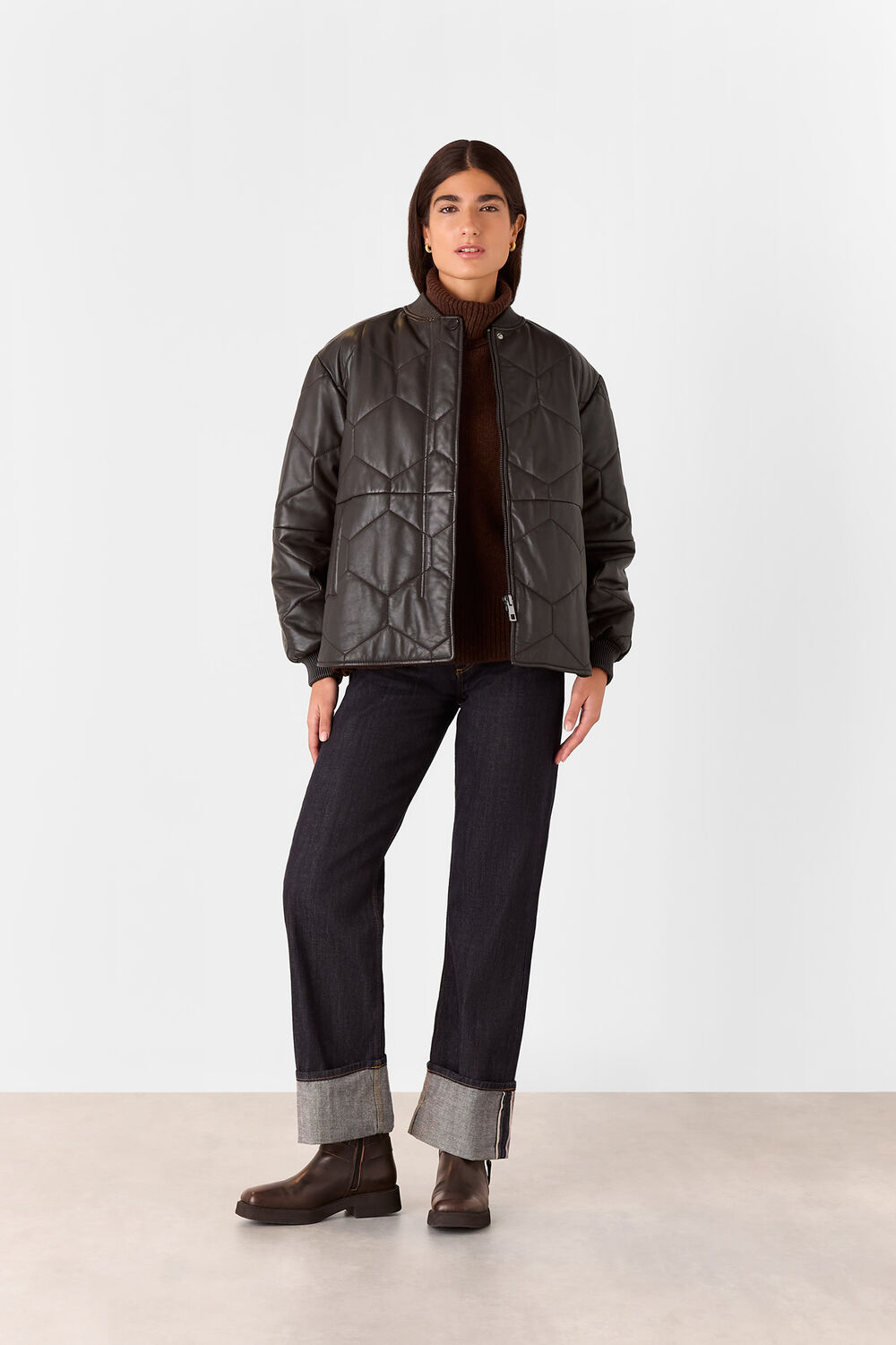 Burgundy Cleo Leather Quilted Jacket