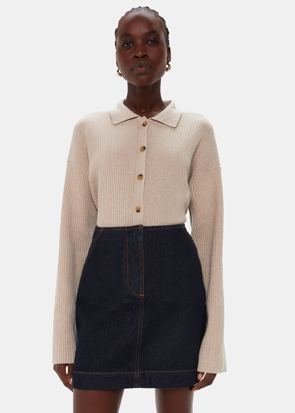Rib Collar Cardigan