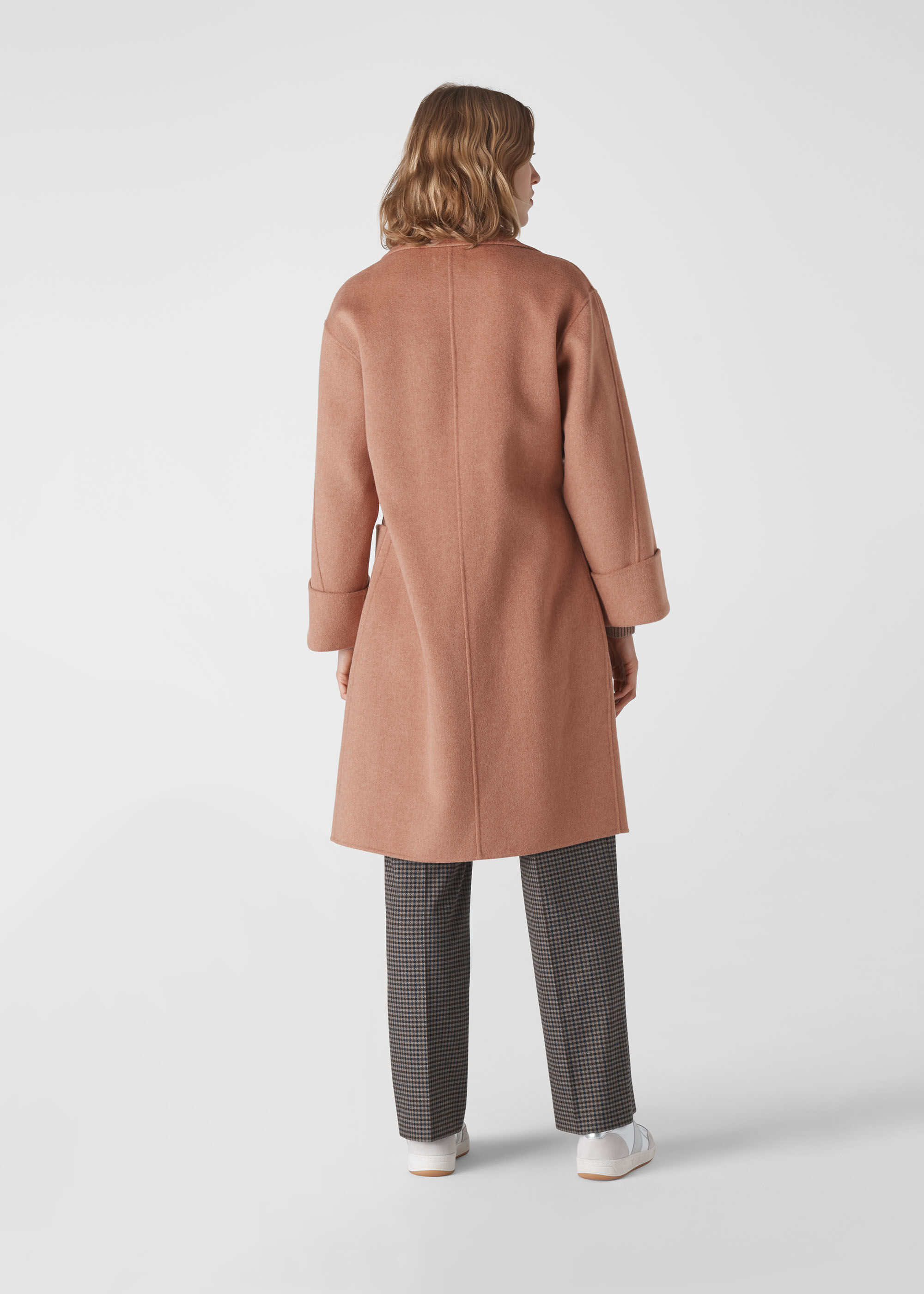 Pale Pink Double Faced Wool Wrap Coat