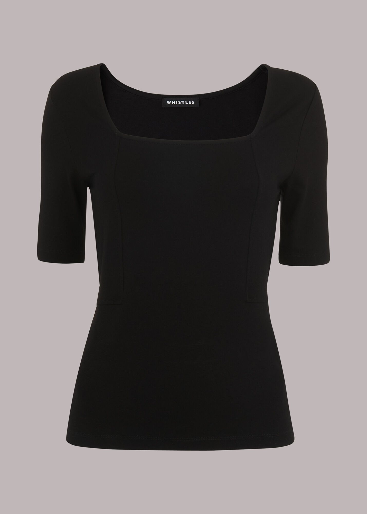 Black Square Neck T-Shirt | WHISTLES |