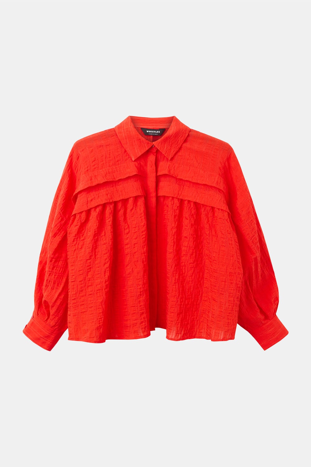 Red Textured Frill Detail Blouse