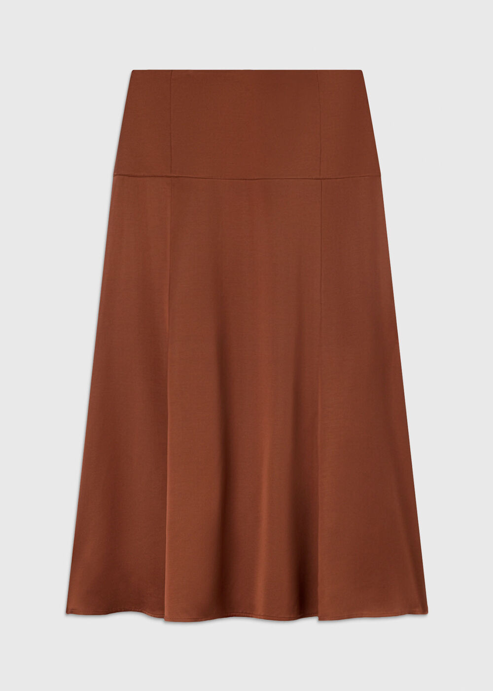 Panel Waist Satin Midi Skirt