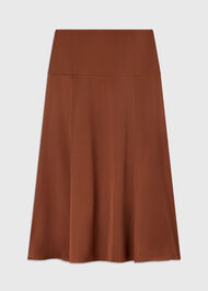 Panel Waist Satin Midi Skirt