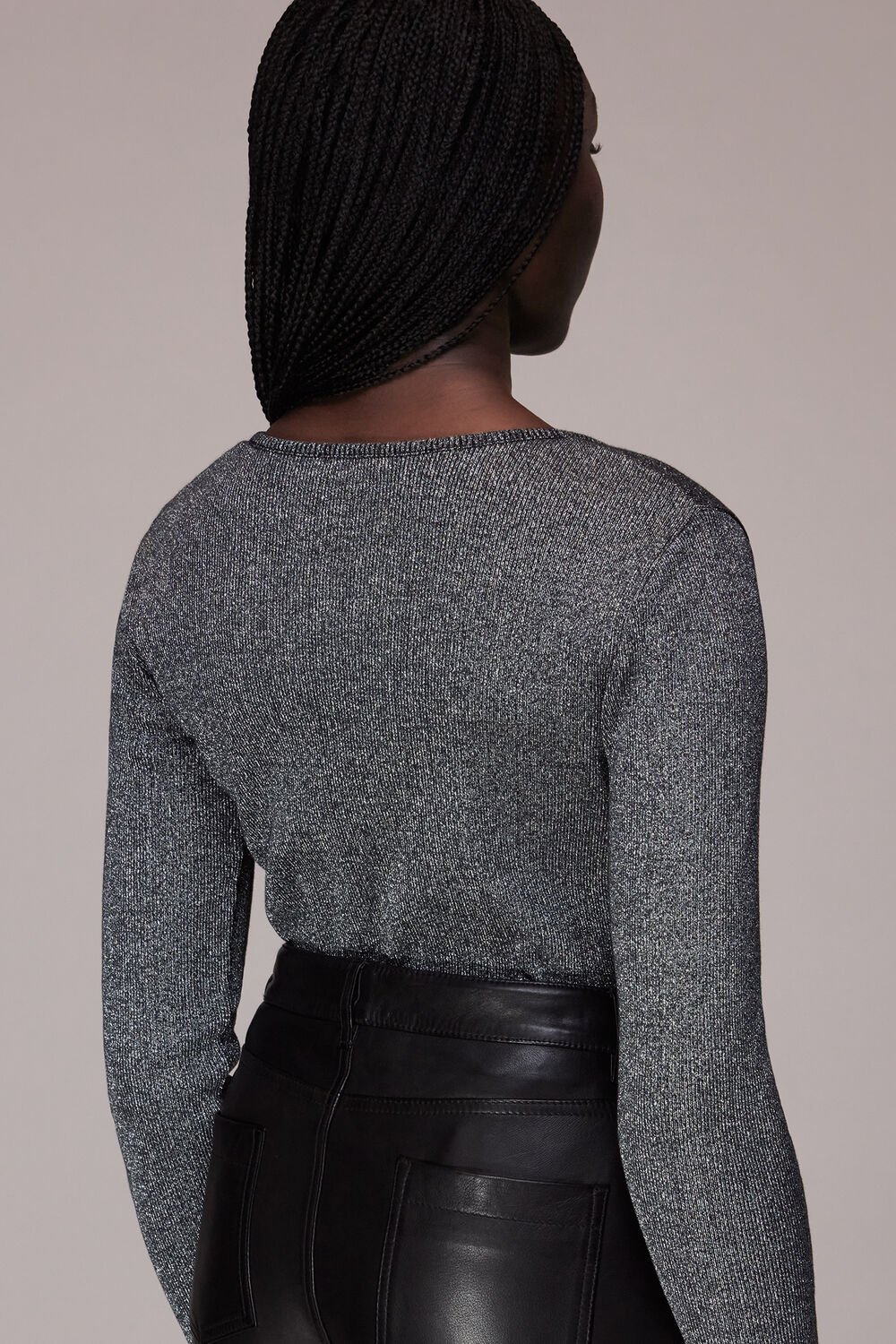 Long Sleeve Sparkle V Neck Top