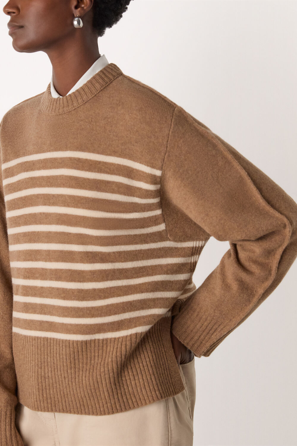 Wool Stripe Crew Neck Knit