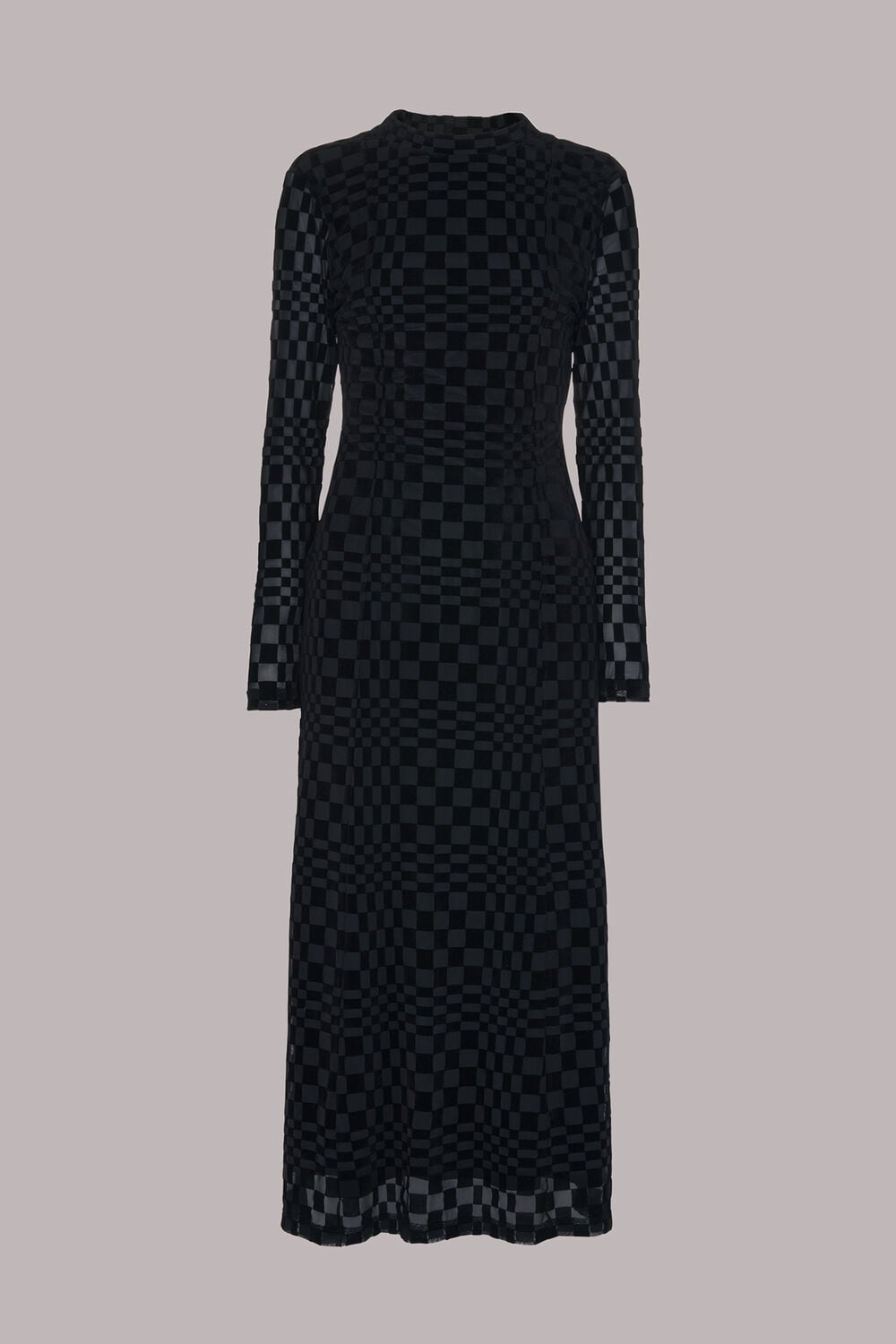 Black Illusion Checked Mesh Dress