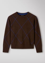Wool Contrast Diamond Knit