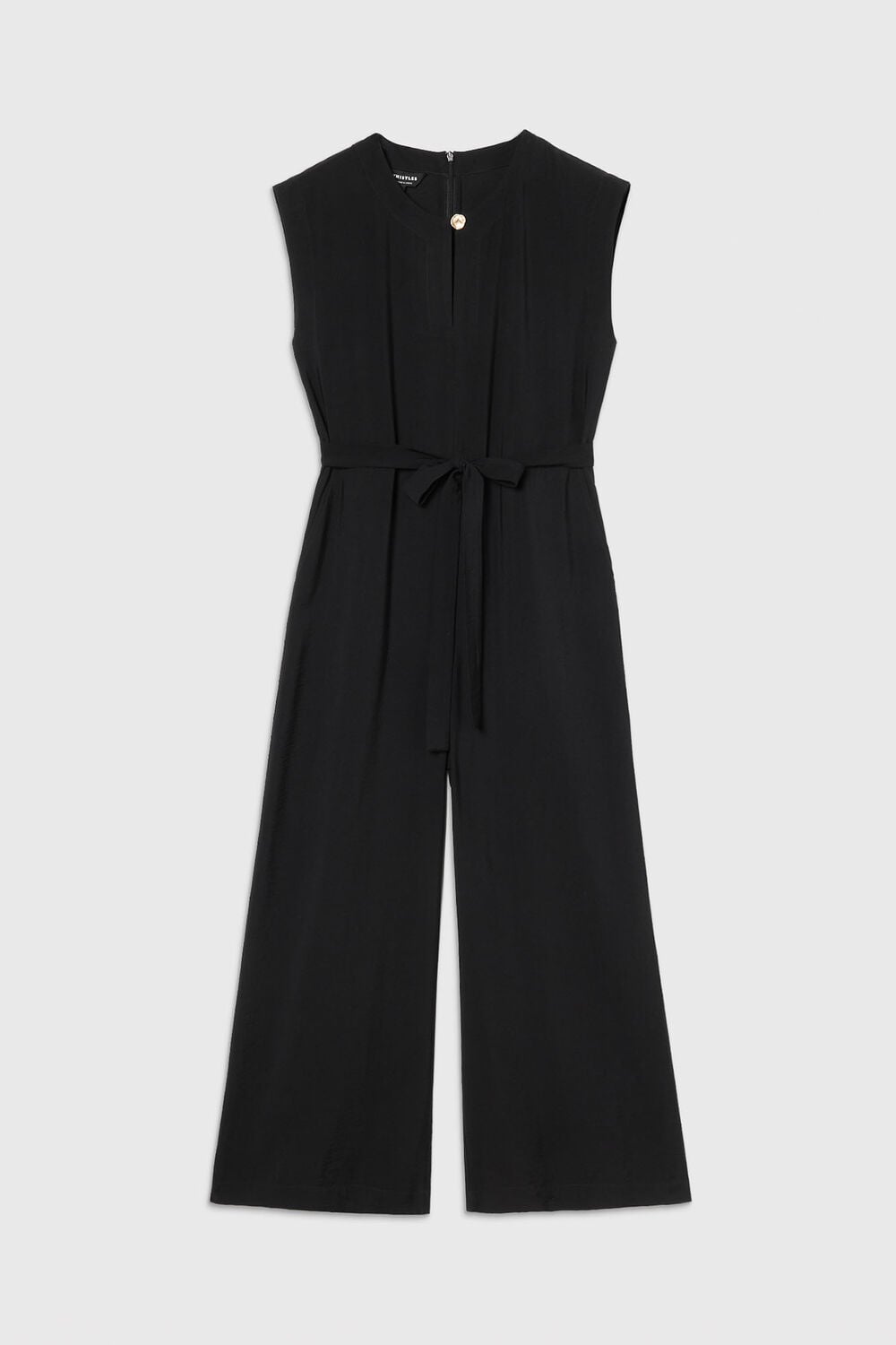 Black Button Detail Tie Jumpsuit