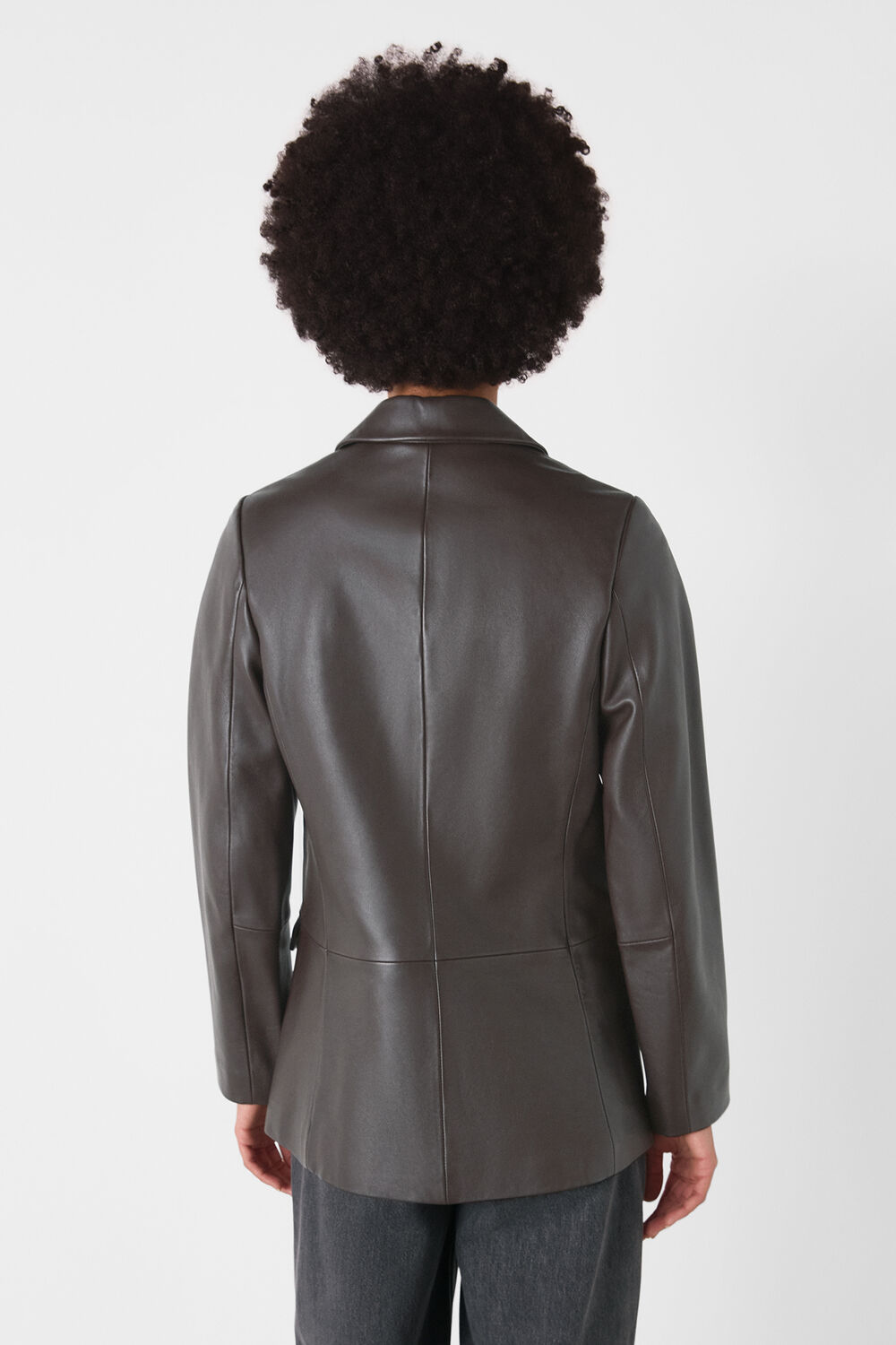 Aliza Waisted Leather Blazer