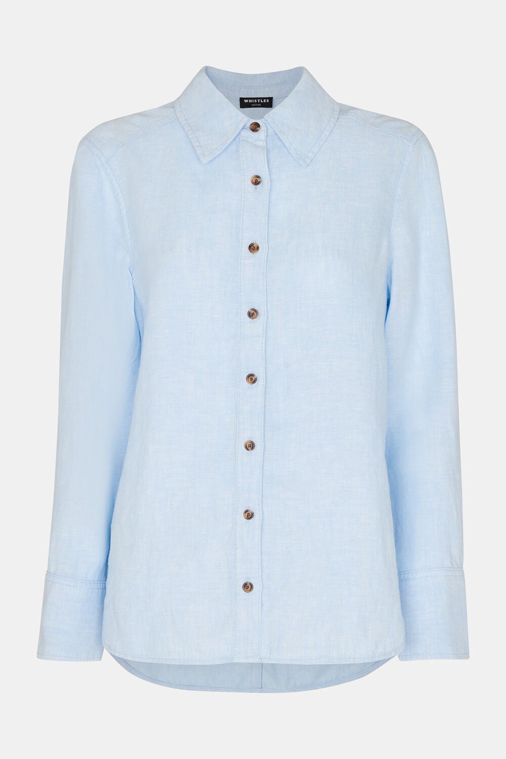 Blue Petite Linen Relaxed Fit Shirt