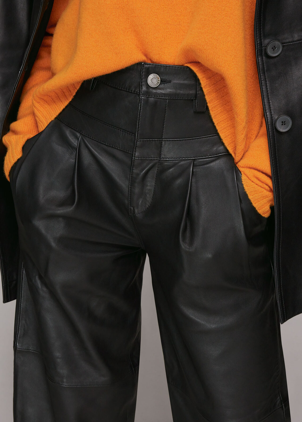 India Leather Pleat Trouser