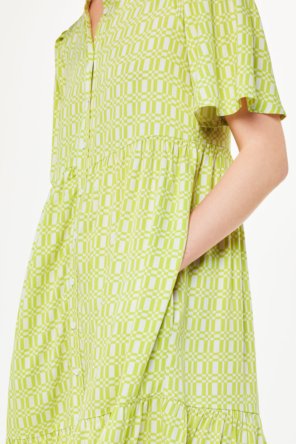 Green Link Check Trapeze Dress
