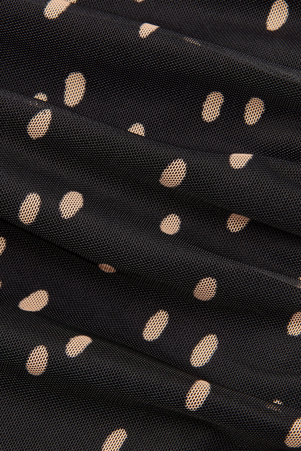Black Spot Print Mesh Jersey Top