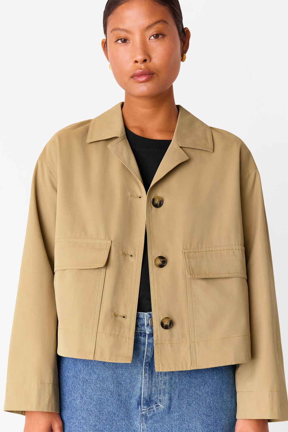 Petite Short Cotton Trench Jacket