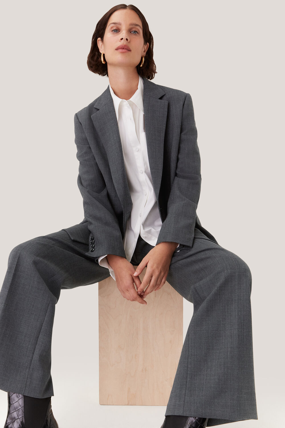 Grey Marl Natalie Wool Blend Pants&nbsp;