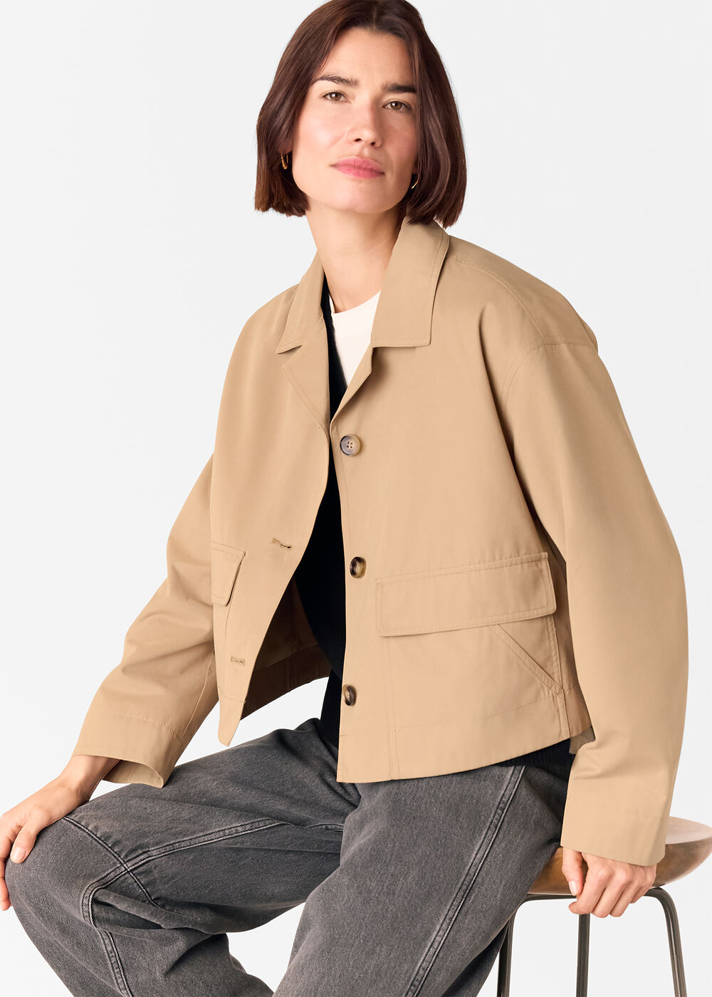 Short Cotton Trench Jacket