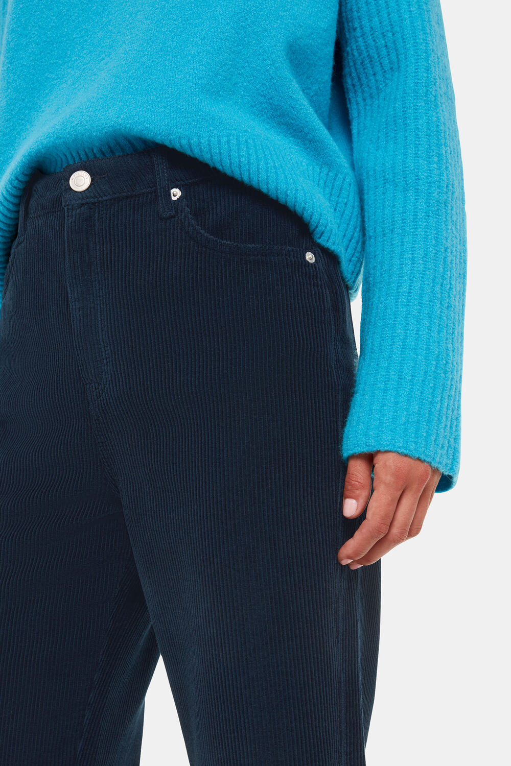 Navy Corduroy Flared Jean