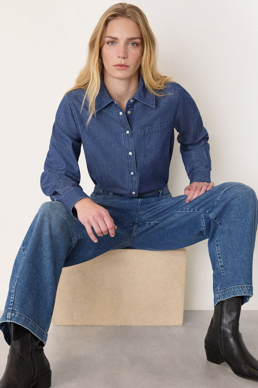 Denim Pocket Detail Cotton Shirt