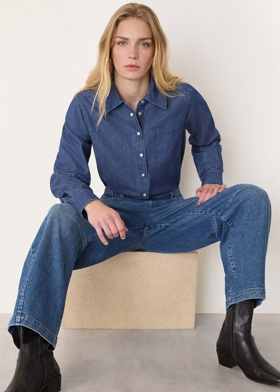 Denim Pocket Detail Cotton Shirt