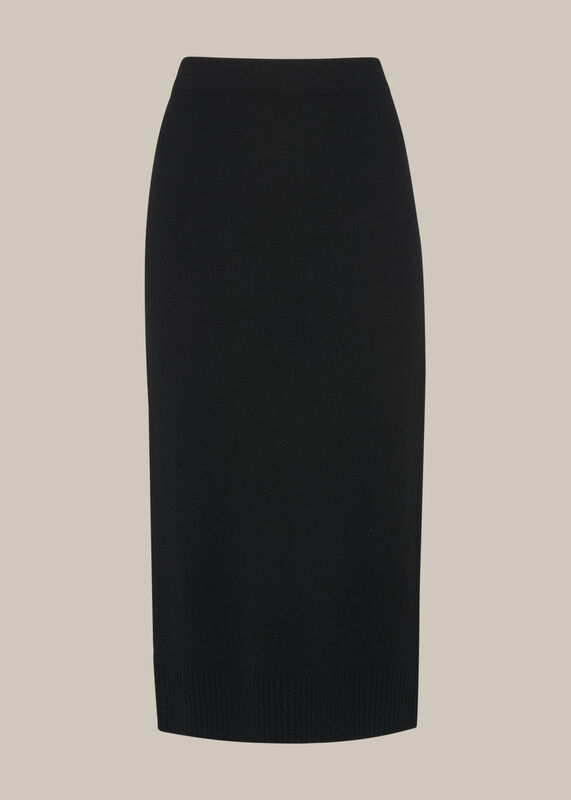 Black Knitted Merino Wool Tube Skirt