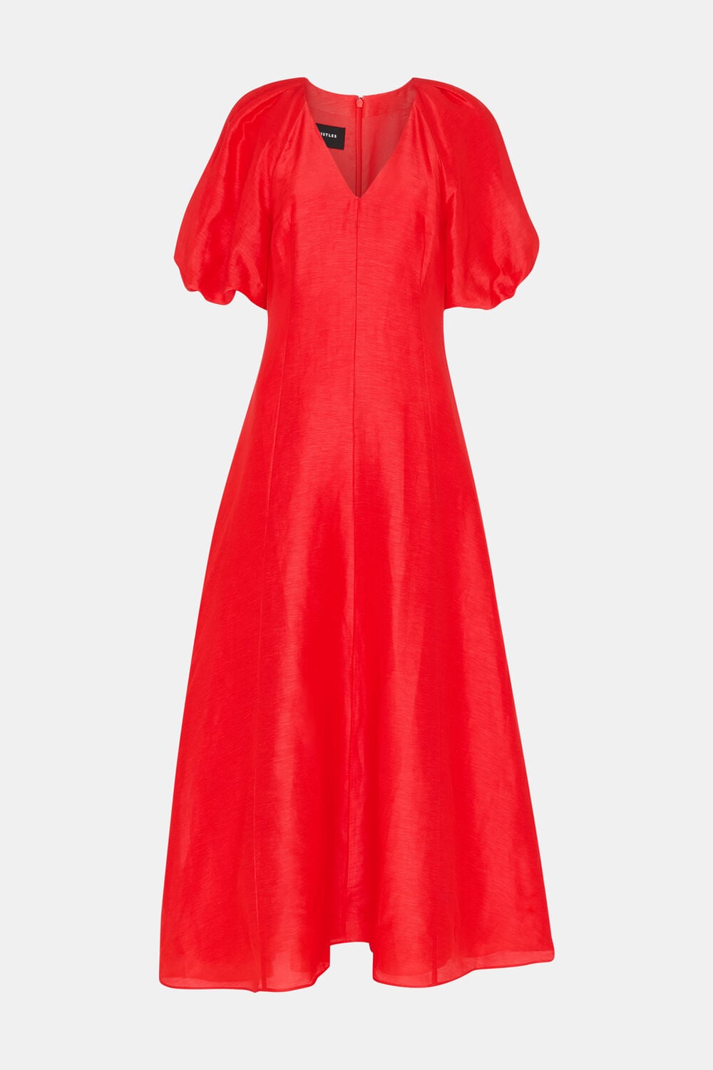 Red Silk Blend Taffeta Maxi Dress