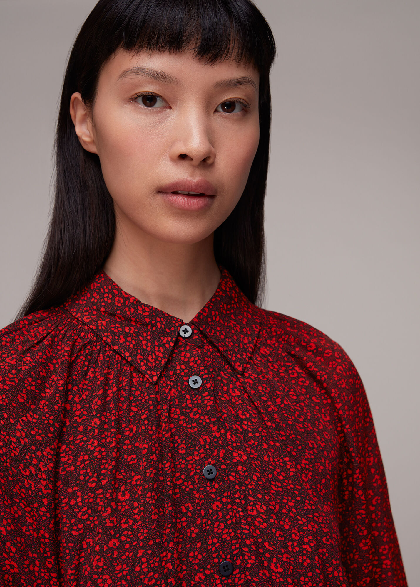 Red/Multi Pansy Dot Shirt Dress | WHISTLES