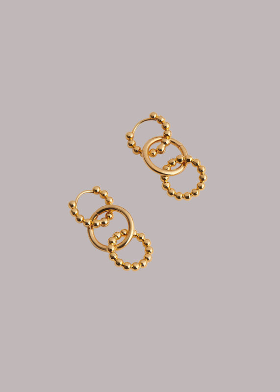 Gold Seed Bead Hoop Drop Earring