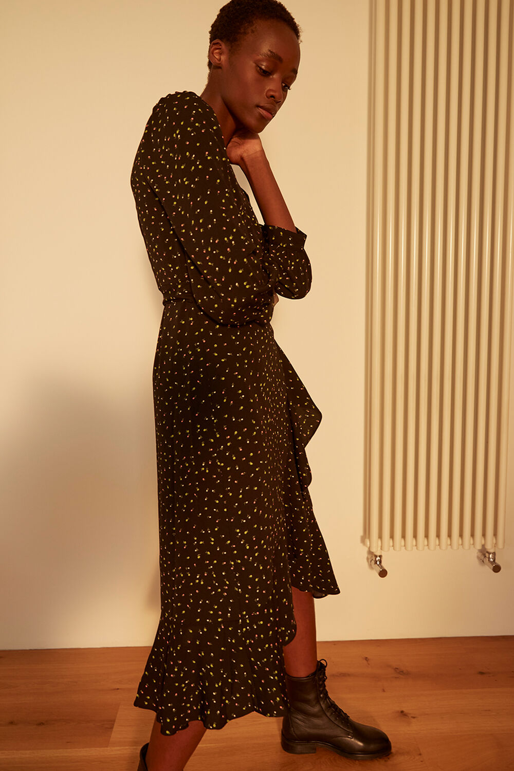 Multicolour Bright Bud Print Wrap Dress
