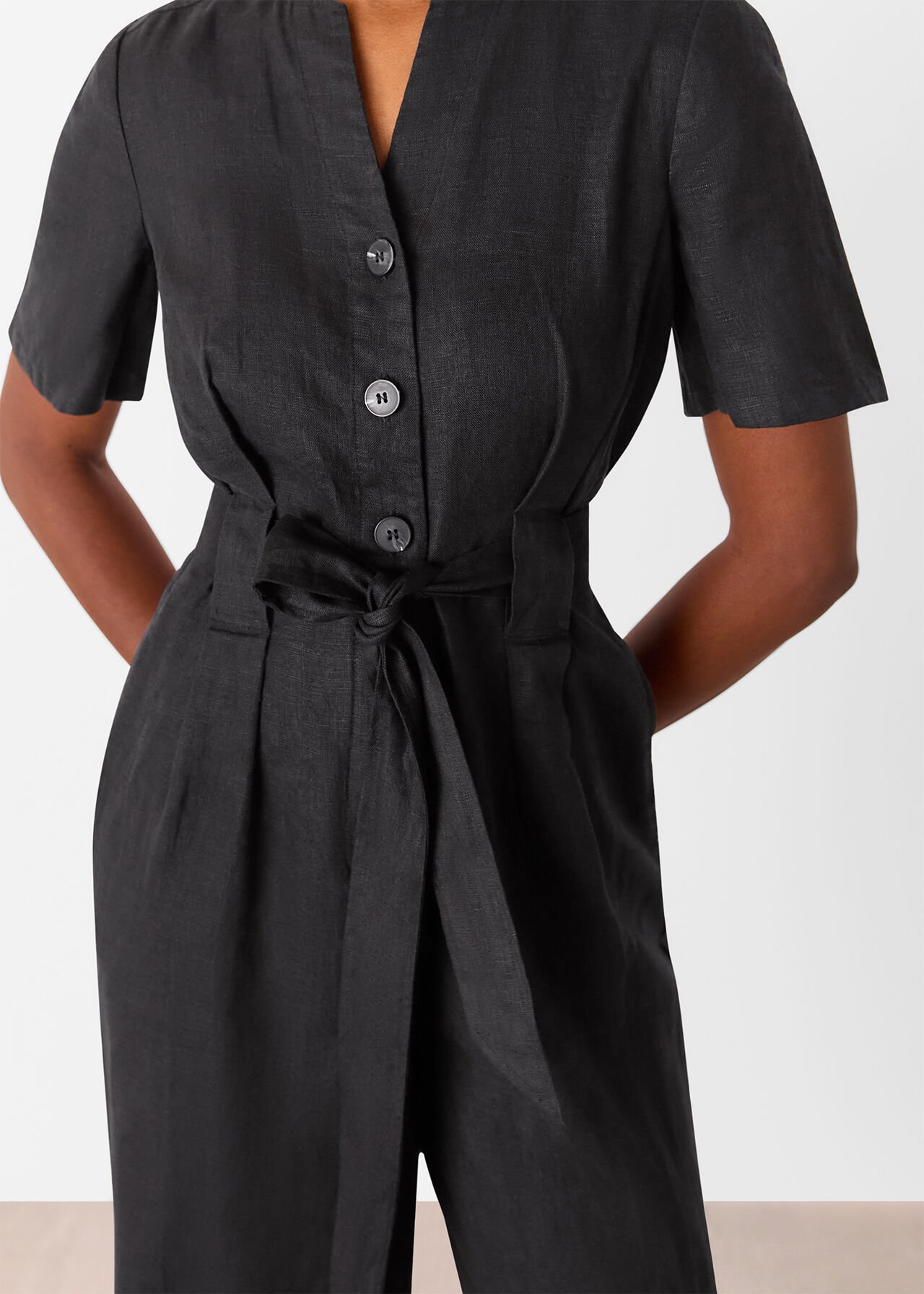 Petite Fiona Linen Button Jumpsuit