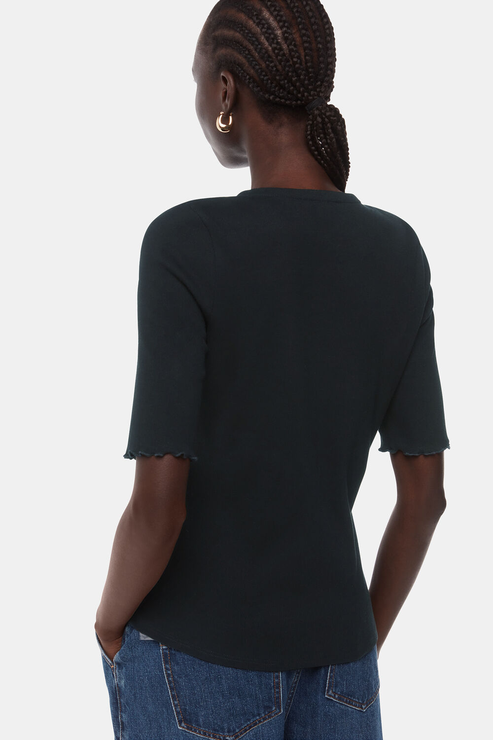 Frill Sleeve Button Front Tee