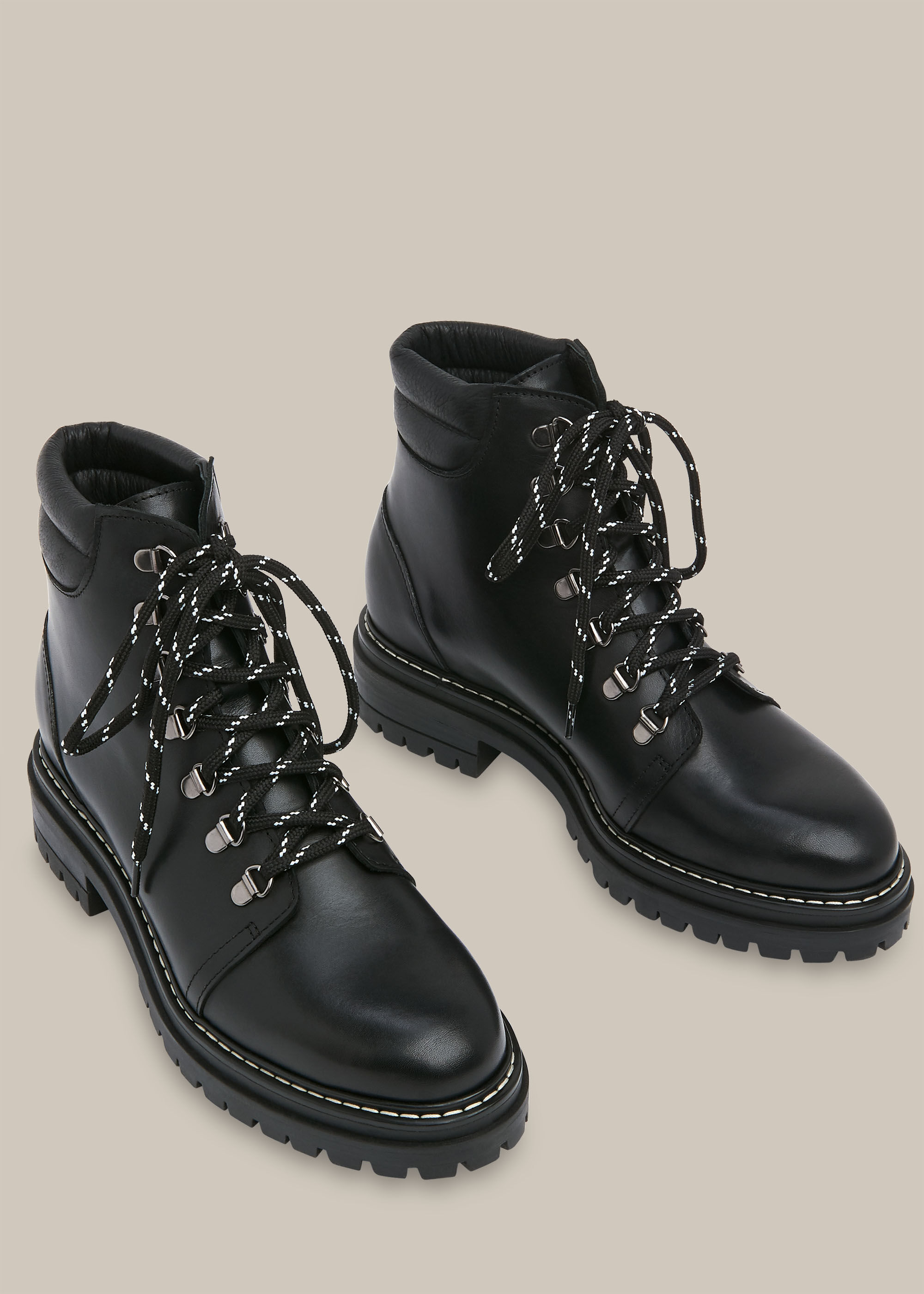 black lace up walking boots