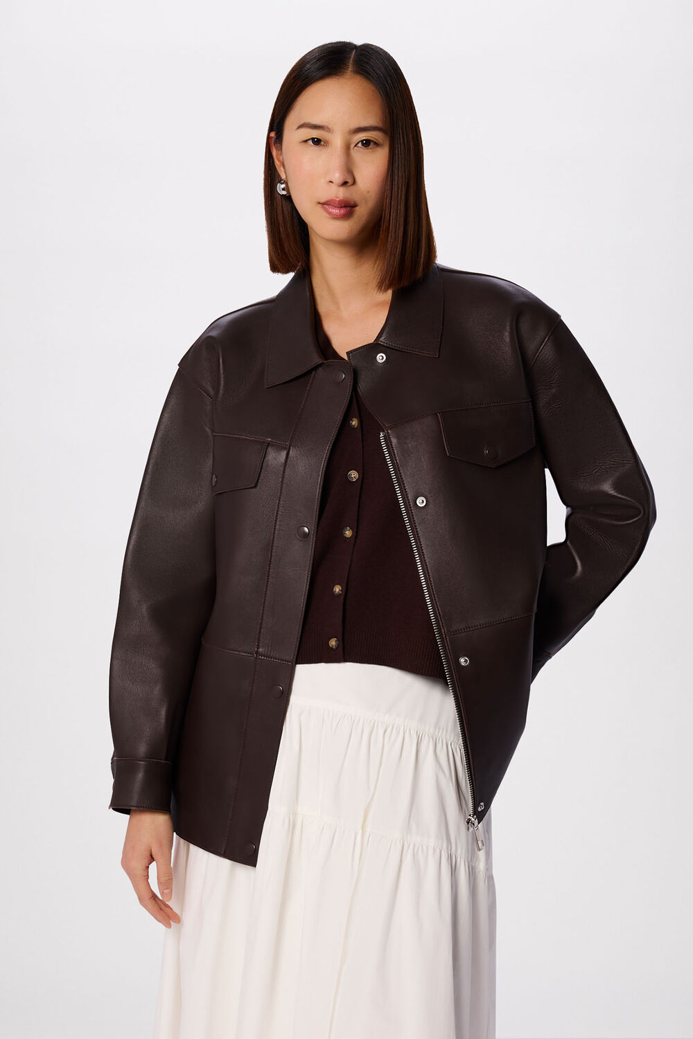 Brown Clean Bonded Leather Jacket