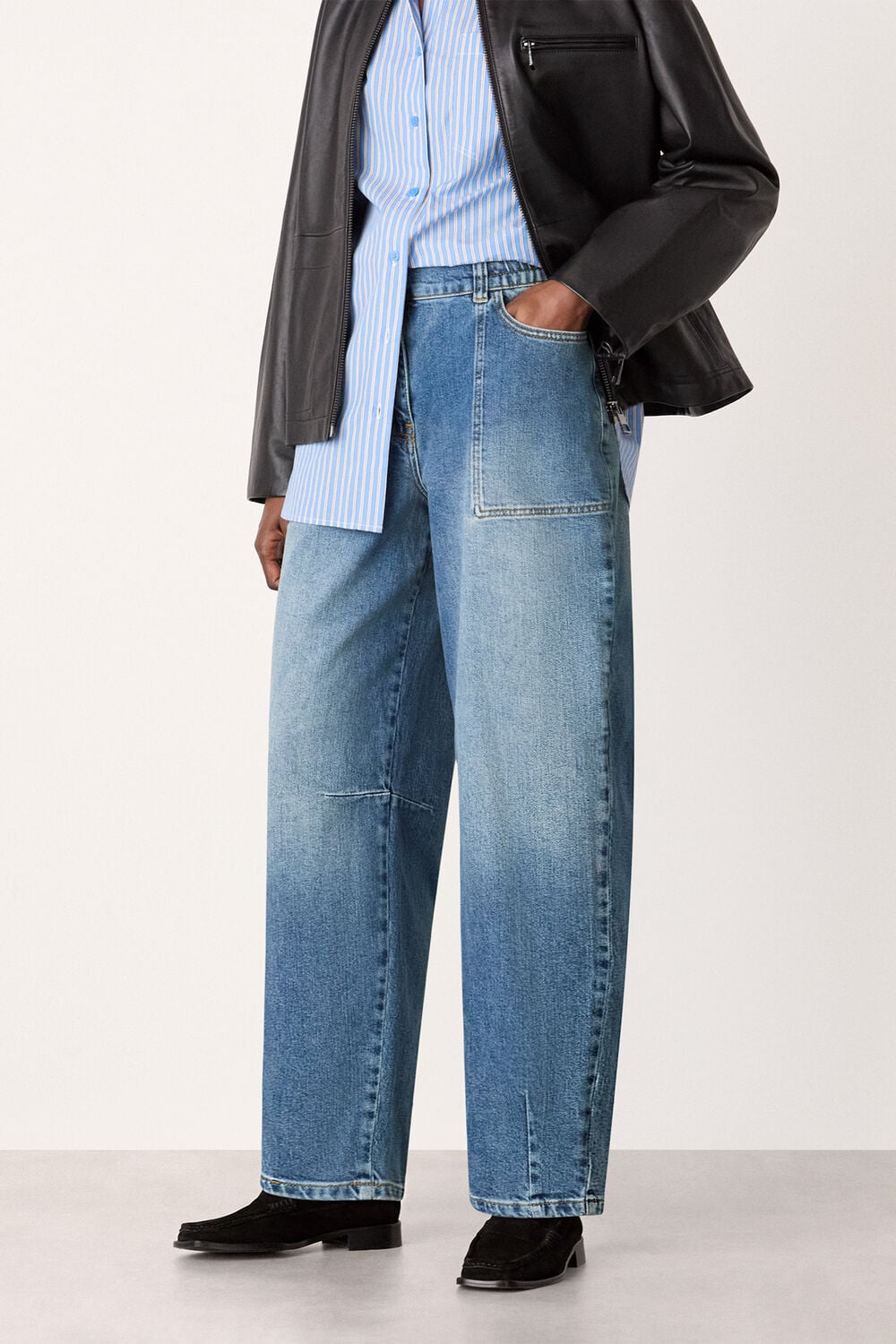 Denim Elasticated Waist Barrel Jean