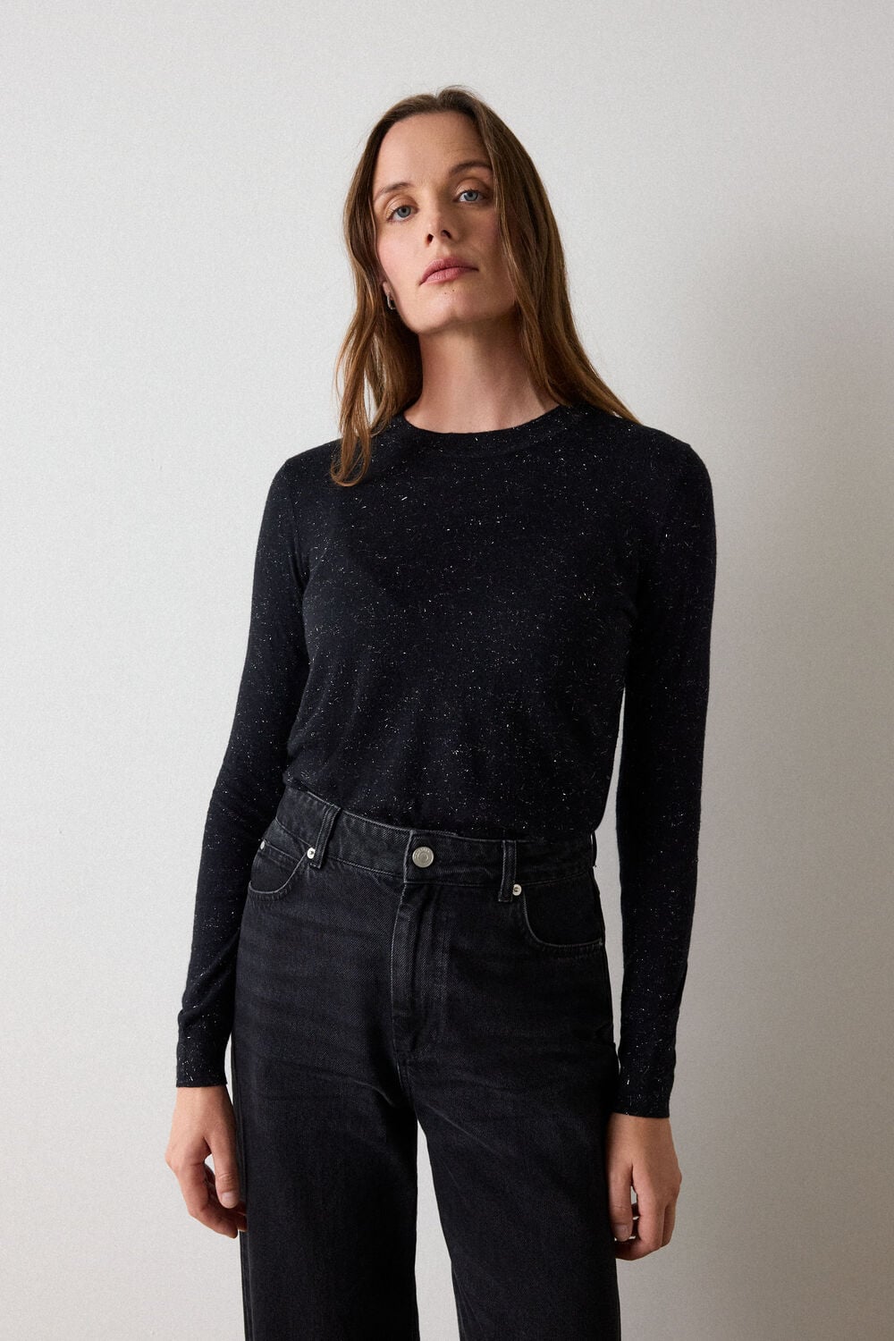 Black Annie Sparkle Crew Neck