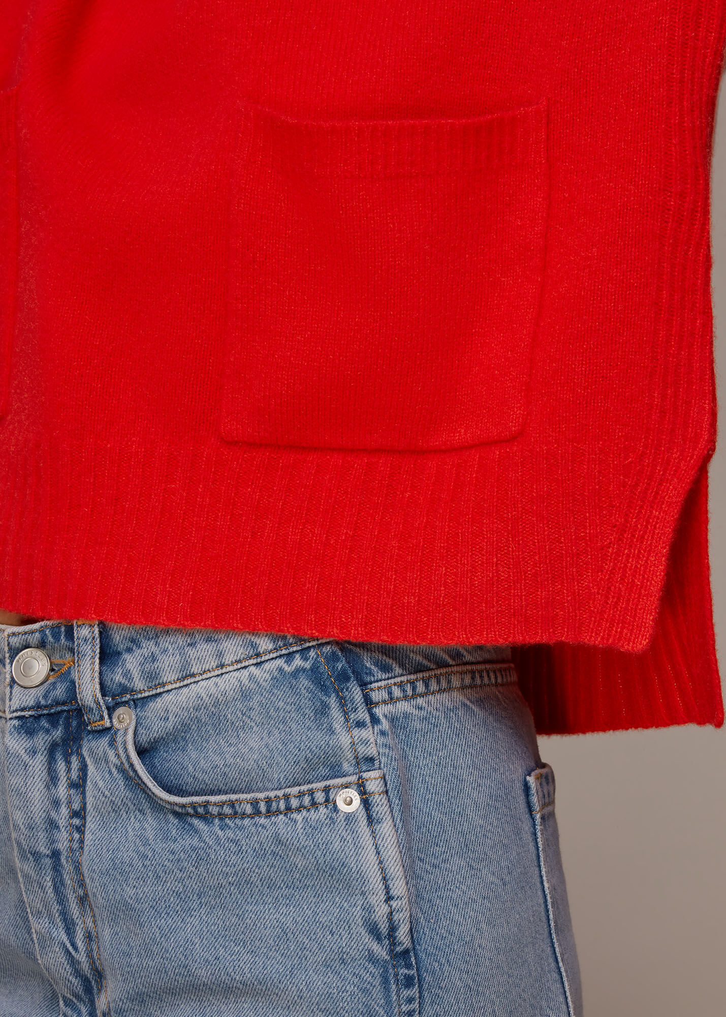 Red Pocket Detail Wool Jumper WHISTLES
