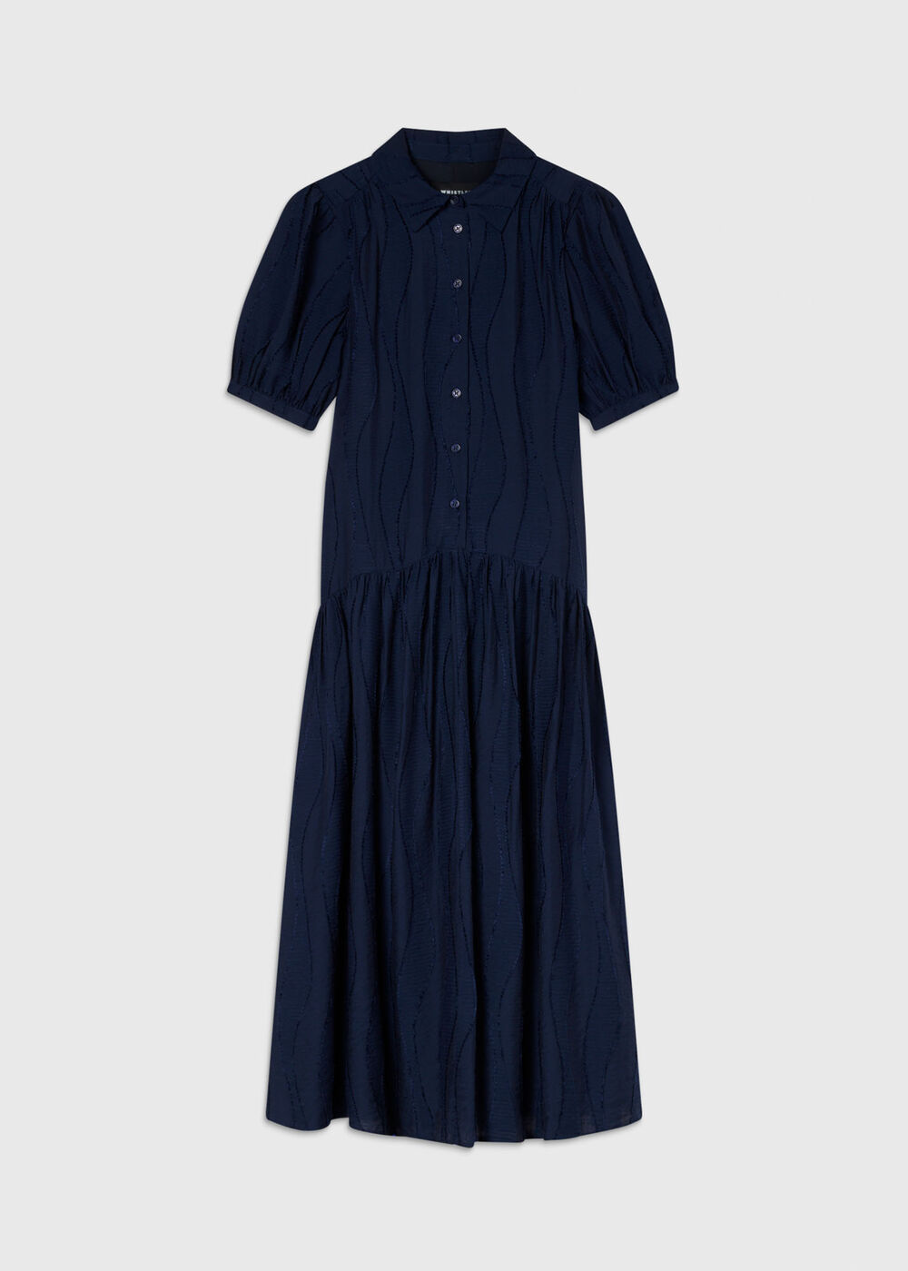 Textured Drop Waist Midi Dress