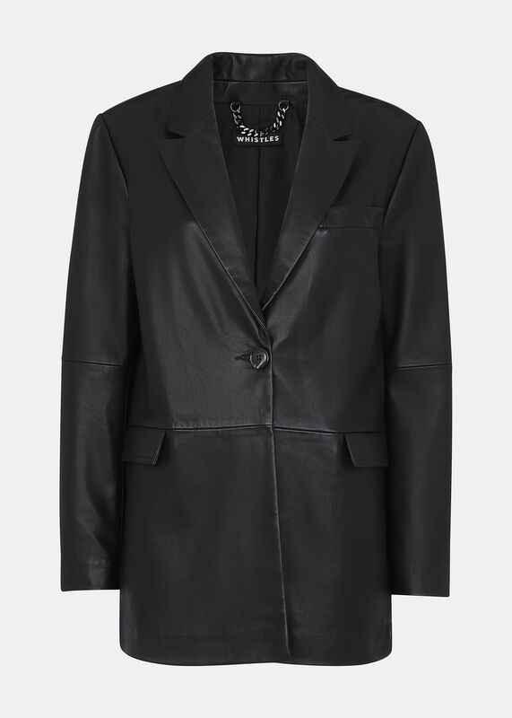 Black Stina Leather Blazer